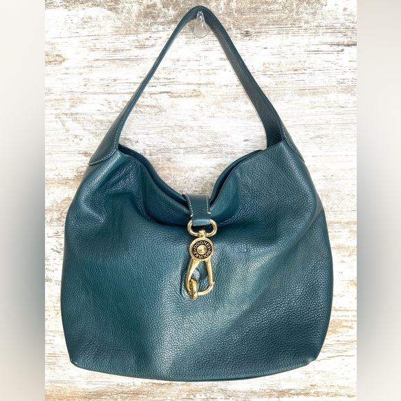 Dooney & Bourke EUC Pebbled Grain Largo Logo Lock Sac in Teal Classic - Picture 2 of 16